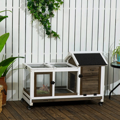 Rabbit Cage with Wheels, Ramp, Run, Tray, Indoor Outdoor Rabbit Hutch at Gallery Canada