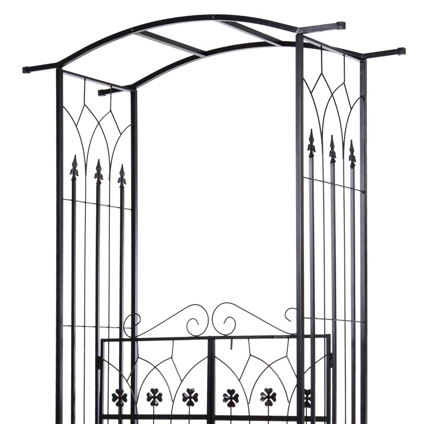 Metal Trellis Garden Arch Arbor, Lucky Leaf Clover Gate, Black Garden Arches at Gallery Canada