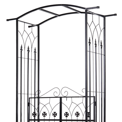 Metal Trellis Garden Arch Arbor, Lucky Leaf Clover Gate, Black Garden Arches at Gallery Canada