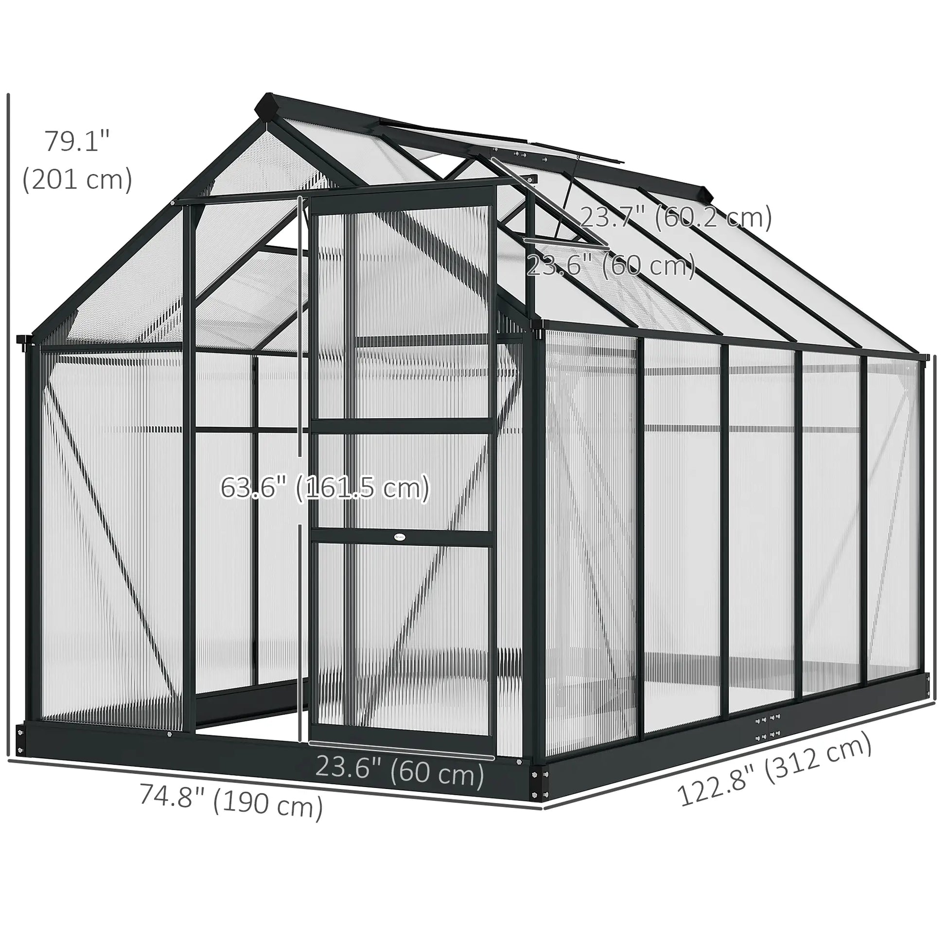 6' x 10' x 6.6' Polycarbonate Greenhouse, Walk-In Kit, Galvanized Frame, Grey Walk In Greenhouses at Gallery Canada