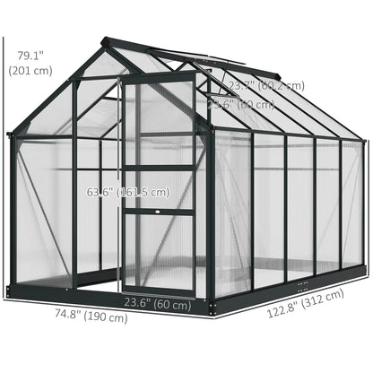 6' x 10' x 6.6' Polycarbonate Greenhouse, Walk-In Kit, Galvanized Frame, Grey Walk In Greenhouses at Gallery Canada