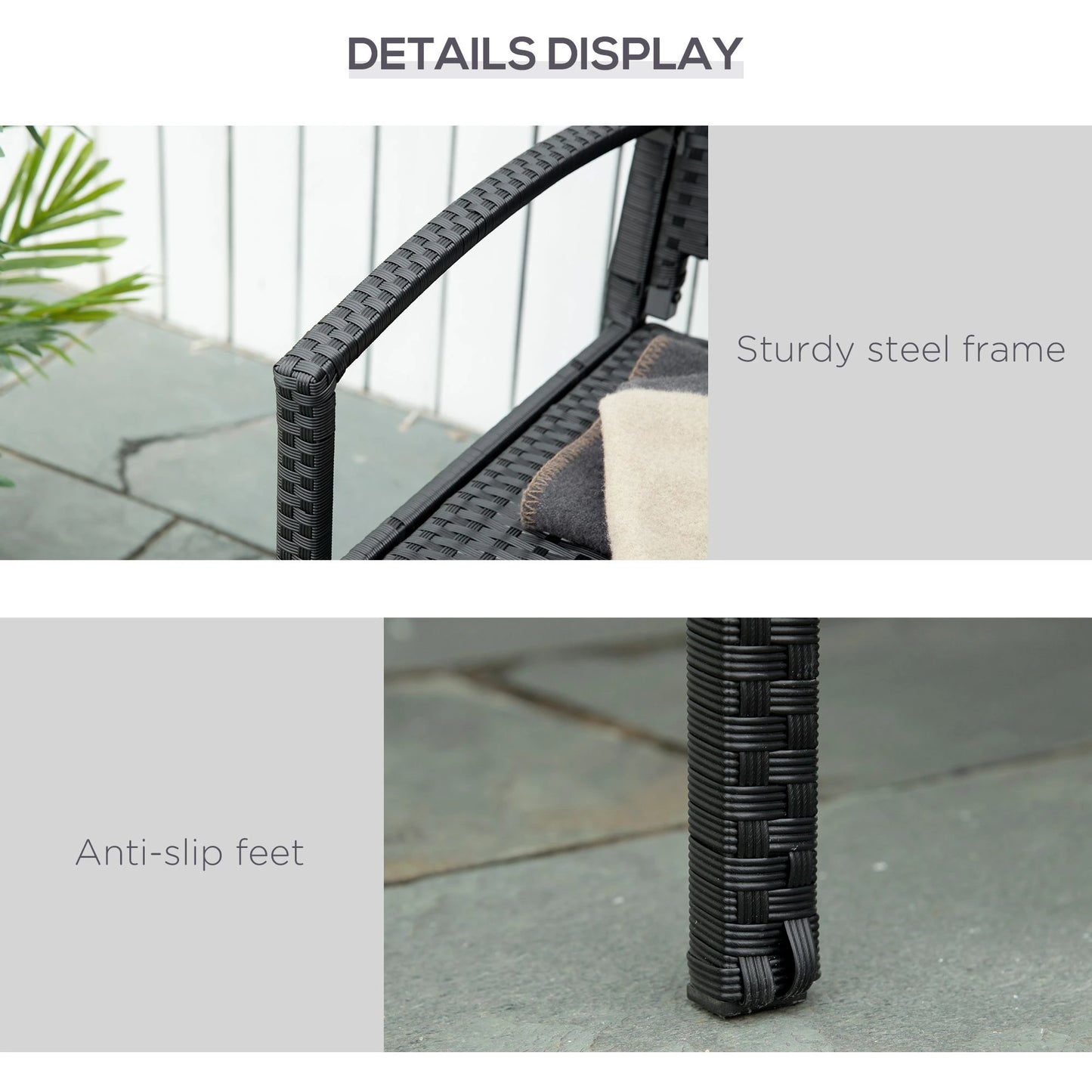 Rattan Wicker Loveseat, Garden Bench, Hand Woven, Portable, Black Patio Chairs at Gallery Canada