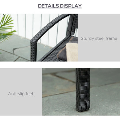 Rattan Wicker Loveseat, Garden Bench, Hand Woven, Portable, Black Patio Chairs at Gallery Canada
