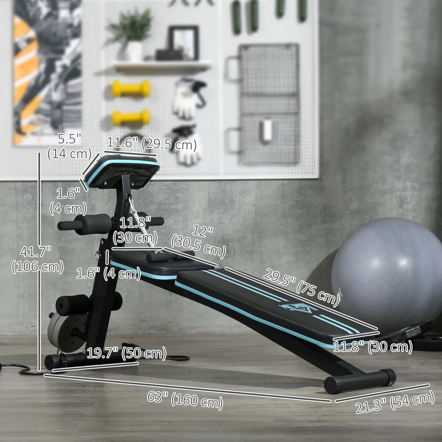 Foldable Adjustable Press Bench, Weight Training Gym Chair, Black & Blue