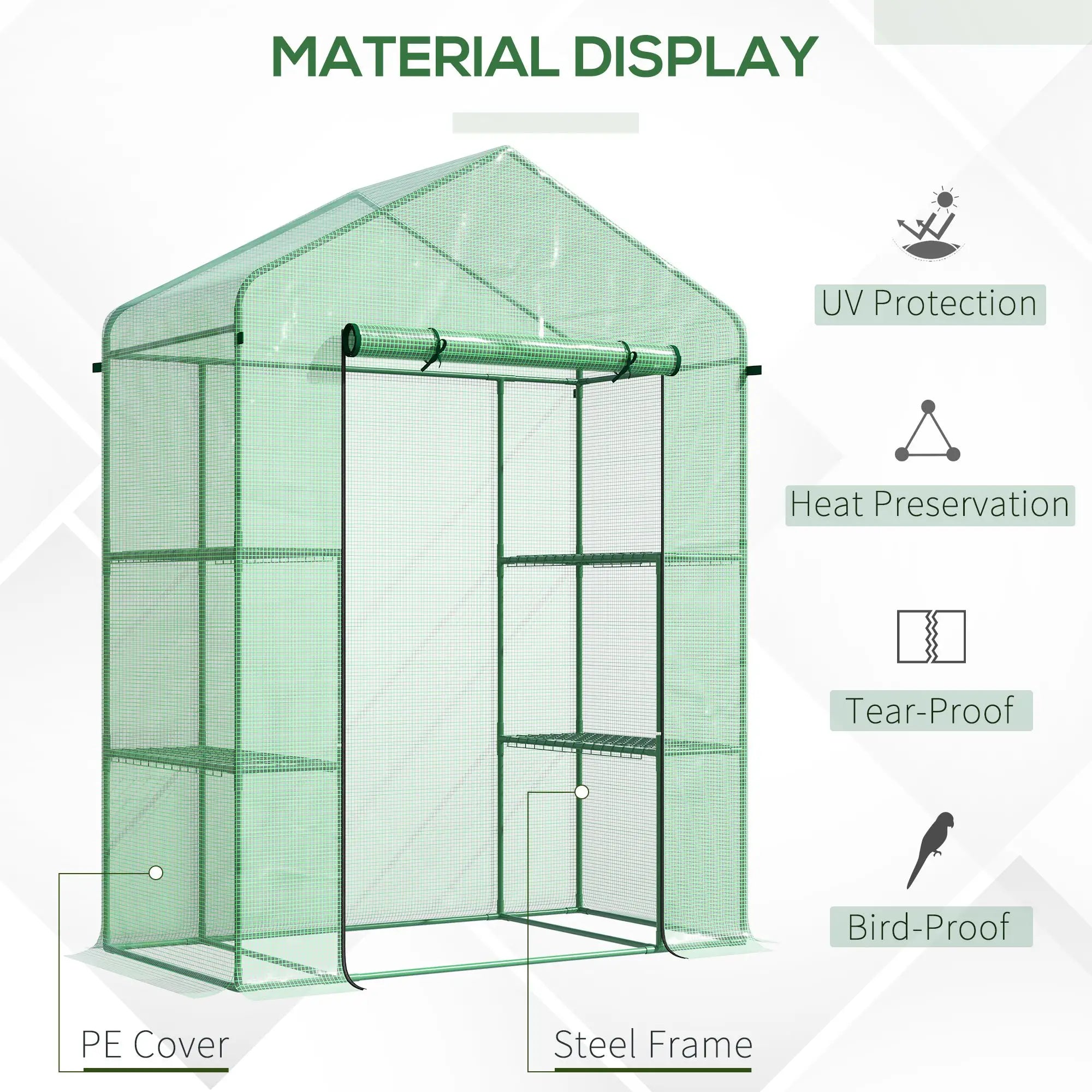 3-Tier Mini Greenhouse, 4 Shelves, Roll-Up Door, 56