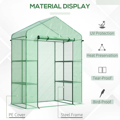 3-Tier Mini Greenhouse, 4 Shelves, Roll-Up Door, 56" x 29" x 77", Green Walk In Greenhouses at Gallery Canada