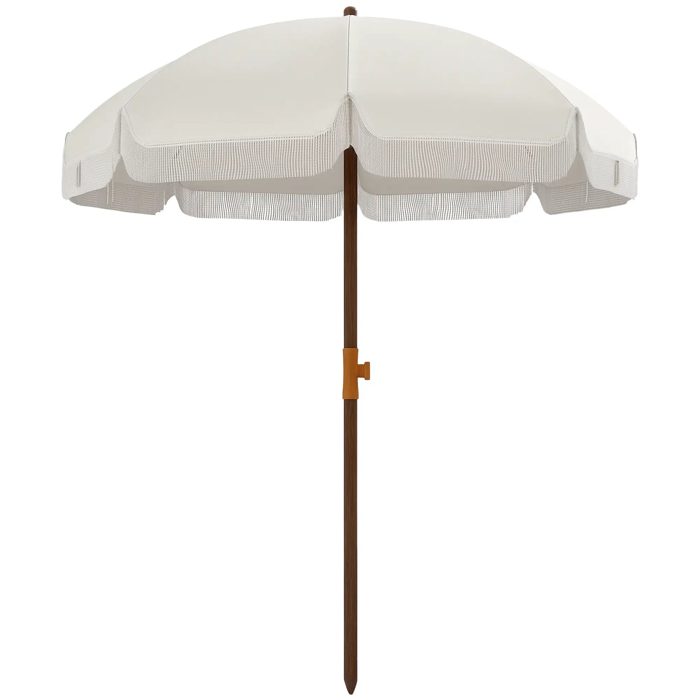 6.2' Travel Beach Umbrella, Vent, Ruffles, Carry Bag, Cream White Beach Umbrellas at Gallery Canada