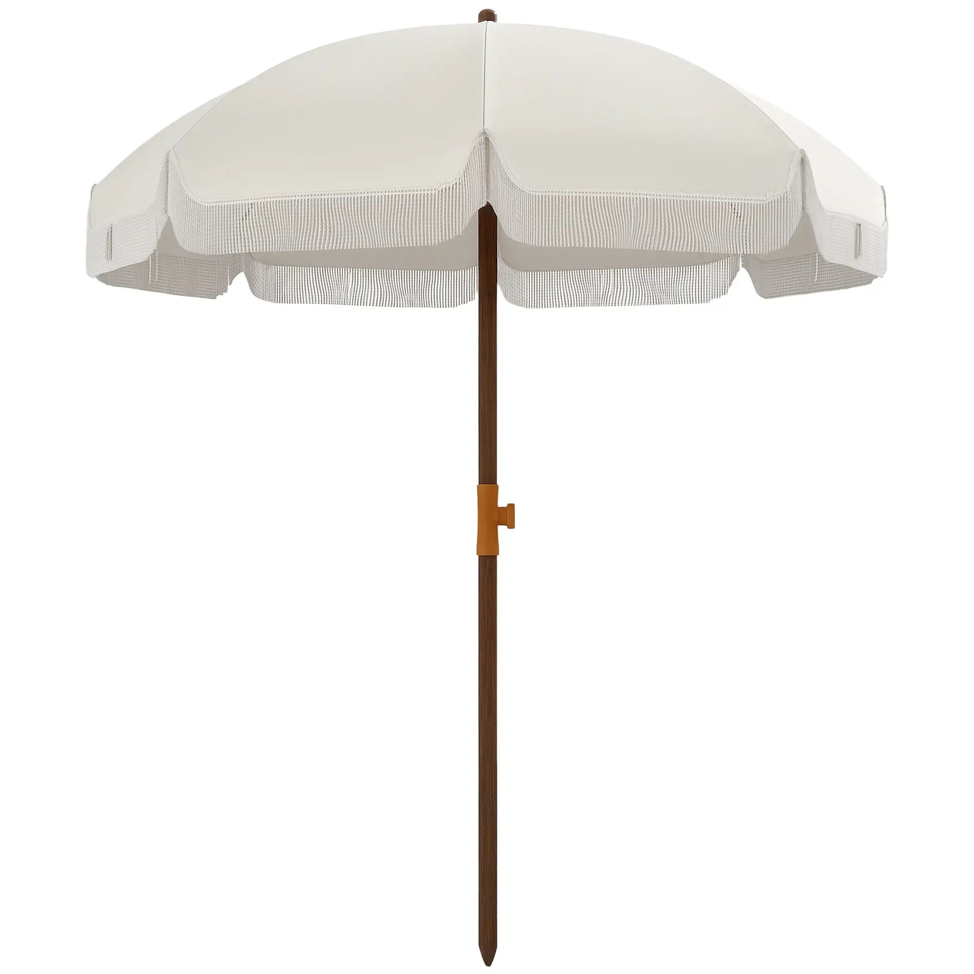 6.2' Travel Beach Umbrella, Vent, Ruffles, Carry Bag, Cream White Beach Umbrellas at Gallery Canada