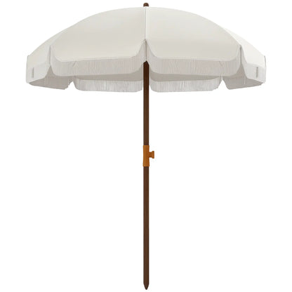 6.2' Travel Beach Umbrella, Vent, Ruffles, Carry Bag, Cream White Beach Umbrellas at Gallery Canada