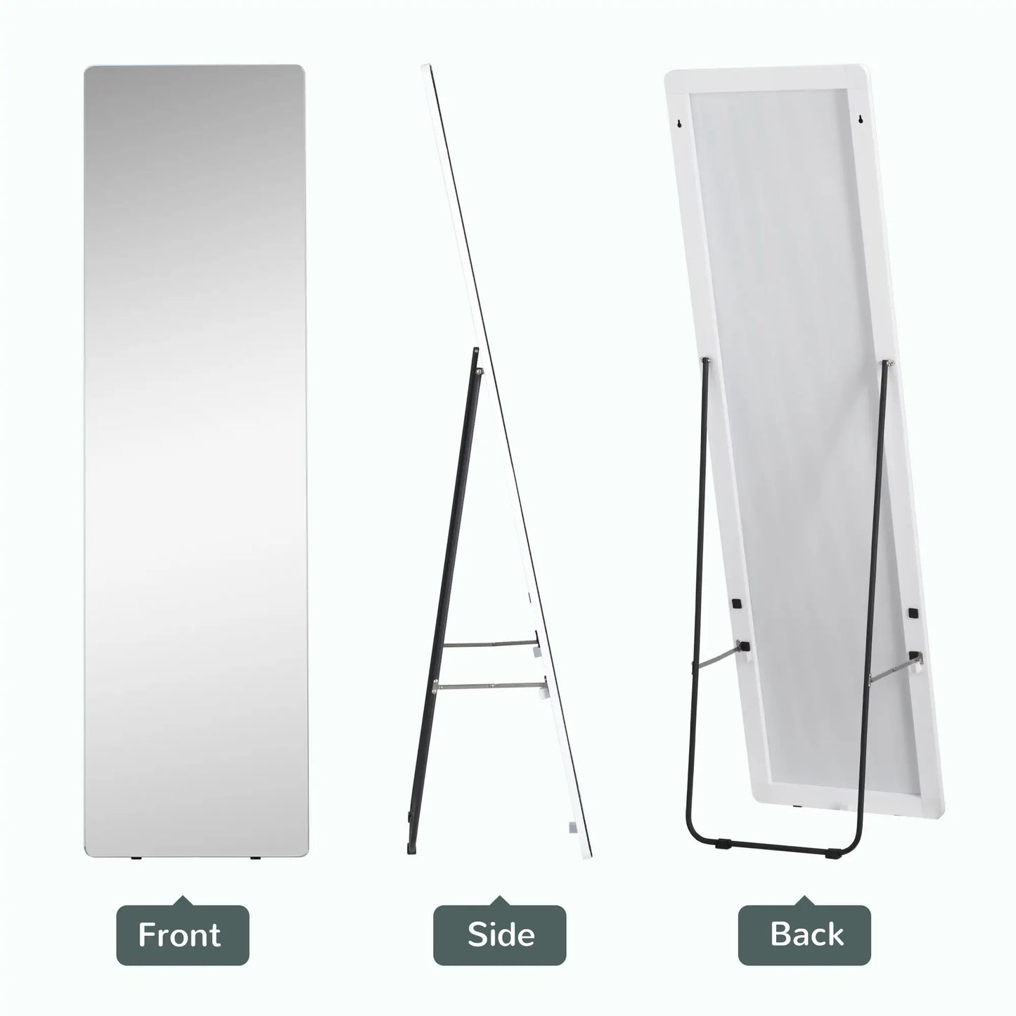 63"x18" Full Length Mirror, Floor Standing, Wall-Mounted, Silver Full Length Mirrors at Gallery Canada