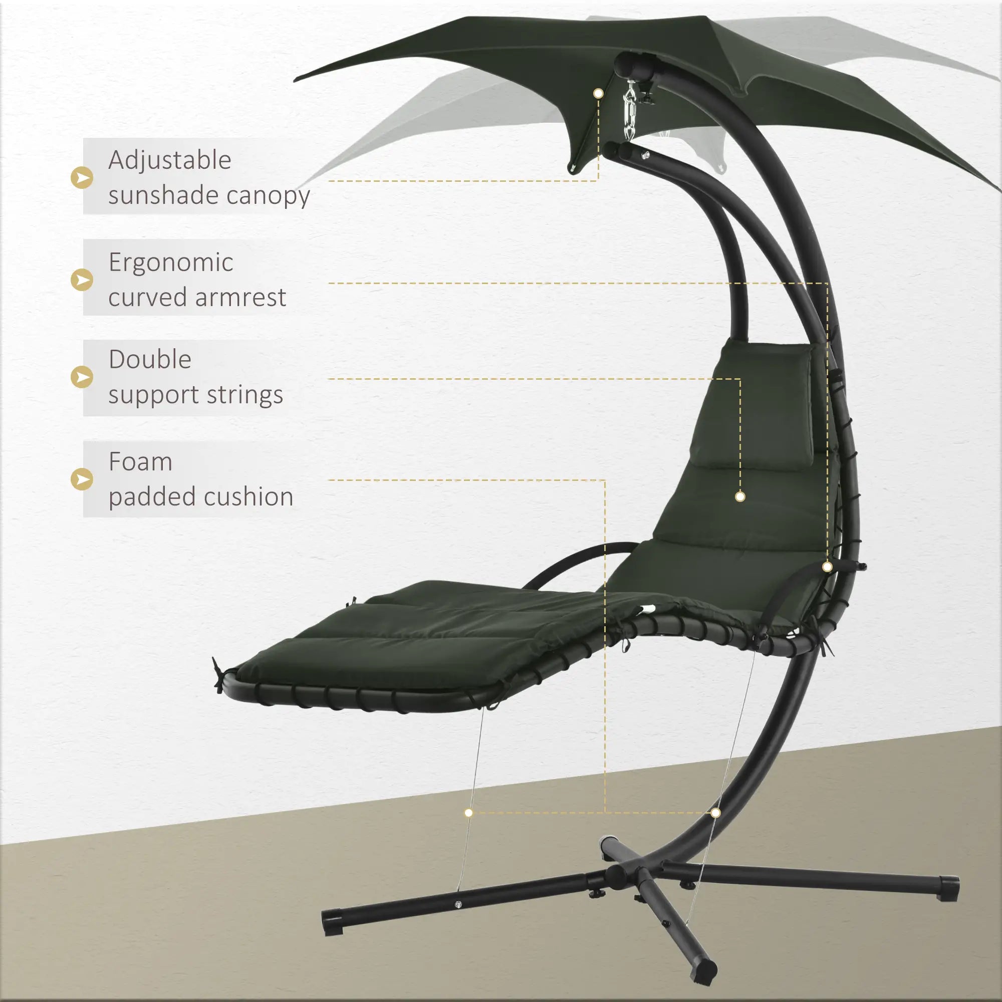 Floating Chaise Lounge, Outdoor Swing Chair, Hammock w/ Stand, Charcoal Grey Patio Swings with Stand at Gallery Canada