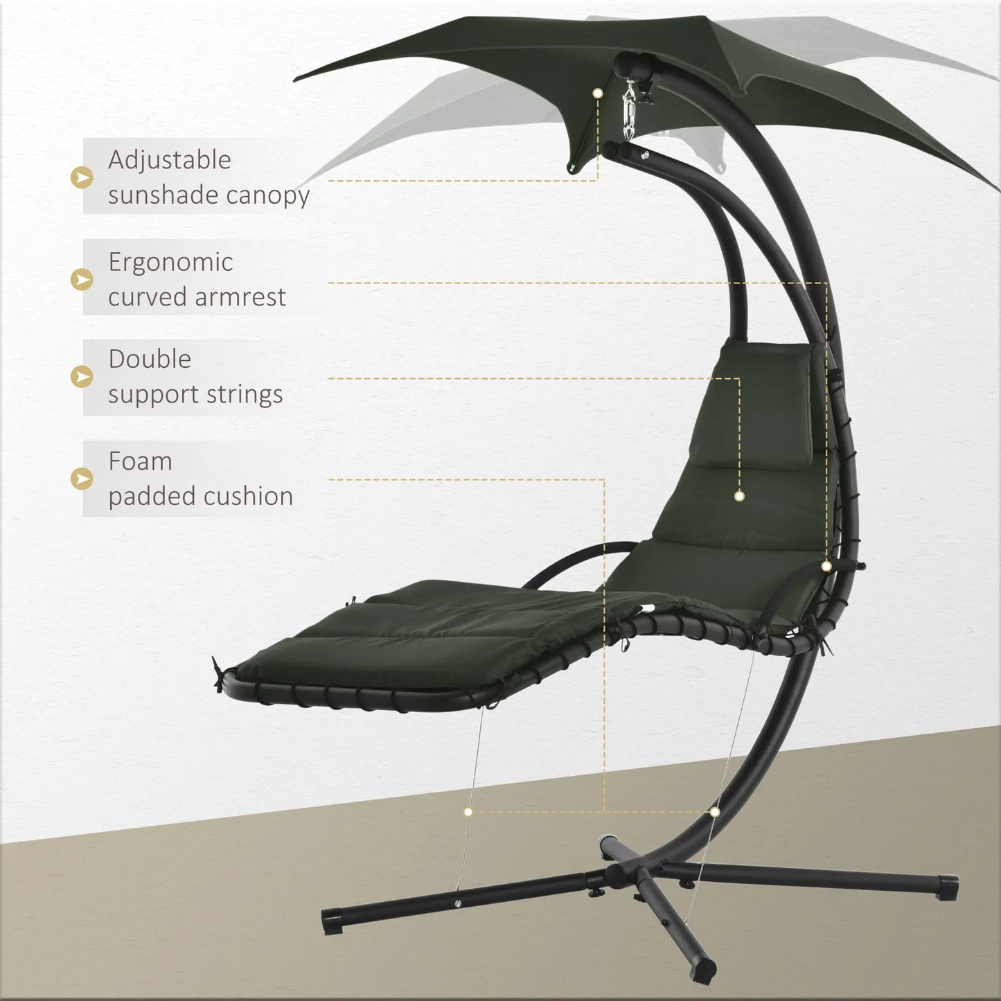 Floating Chaise Lounge, Outdoor Swing Chair, Hammock w/ Stand, Charcoal Grey Patio Swings with Stand at Gallery Canada