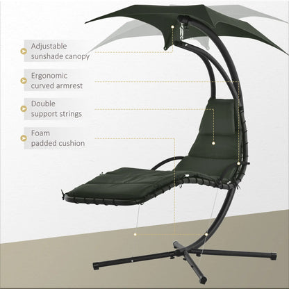 Floating Chaise Lounge, Outdoor Swing Chair, Hammock w/ Stand, Charcoal Grey Patio Swings with Stand at Gallery Canada