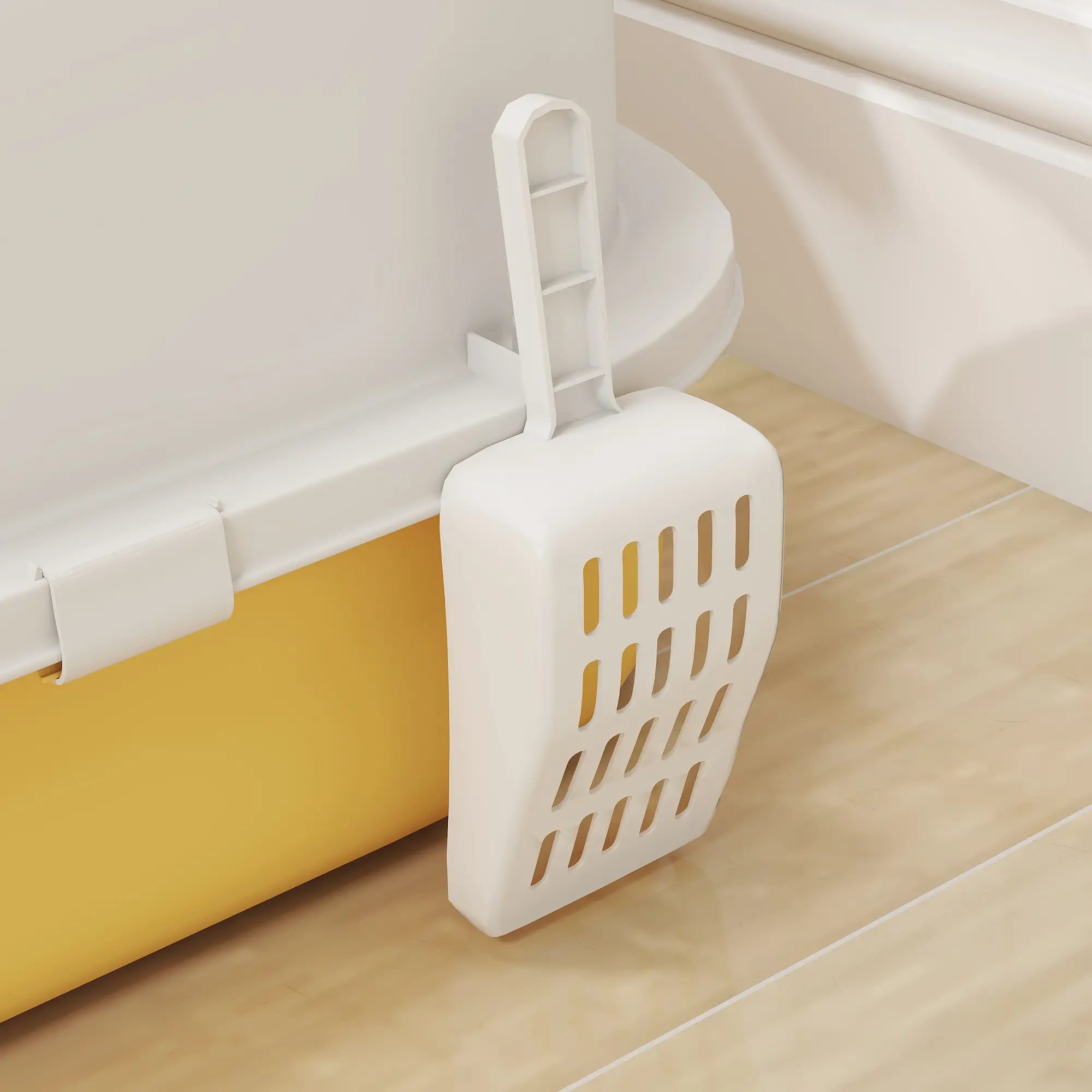Cat Litter Box With Lid, Front Door Flap, Scoop, Handle, Yellow Cat Litter Box Enclosures at Gallery Canada