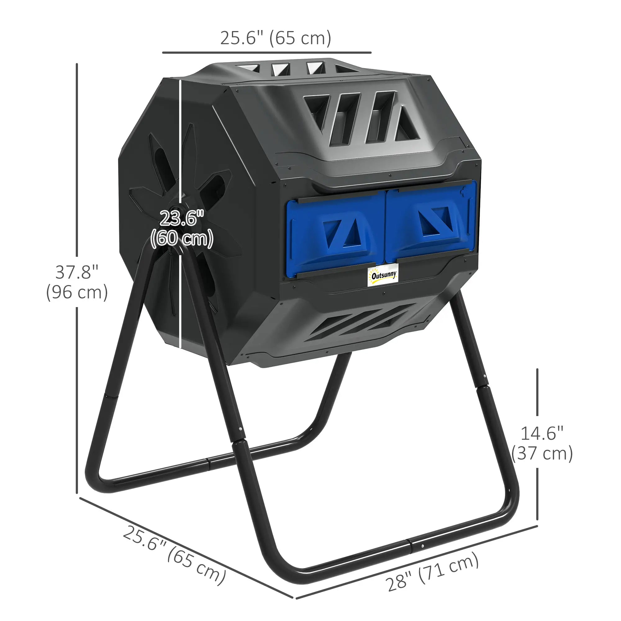 Dual Chamber Compost Bin, 43 Gallon, 360° Rotating, Blue Garden Accessories at Gallery Canada