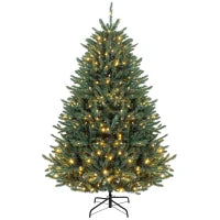 6Ft Prelit Christmas Tree, Warm White & Multi-Colour LEDs, Colorado Blue Spruce