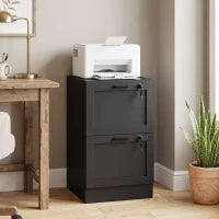 Vertical Filing Cabinet, 2 Drawers, Lock, A4 Letter, Black
