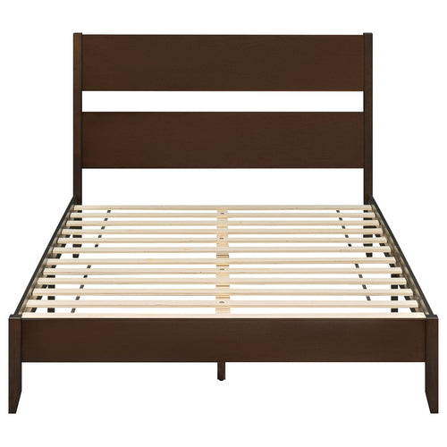 Queen Bed Frame, 12 Slats, Dark Walnut