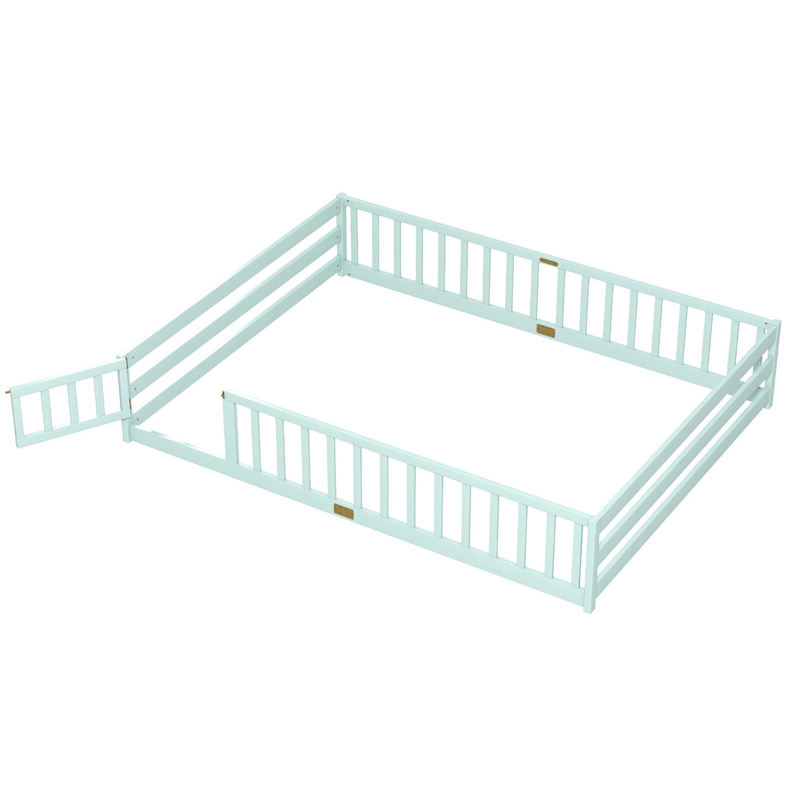 Queen Size Floor Bed Frame, Kids Montessori Bed With Safety Guardrails, Green Simple Bed Frame Green at Gallery Canada