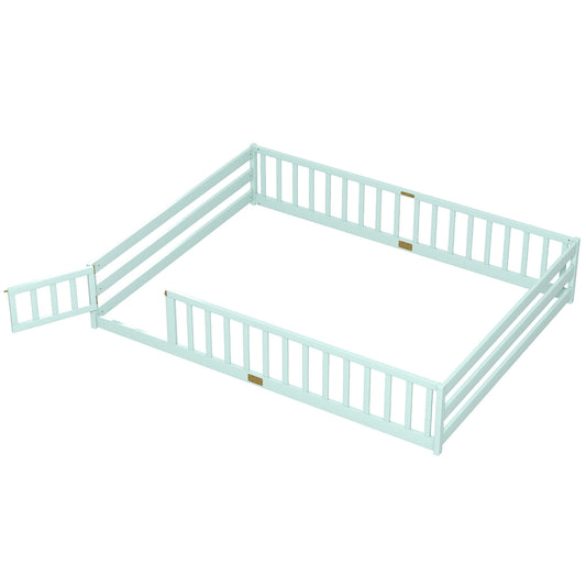 Queen Size Floor Bed Frame, Kids Montessori Bed With Safety Guardrails, Green Simple Bed Frame Green at Gallery Canada