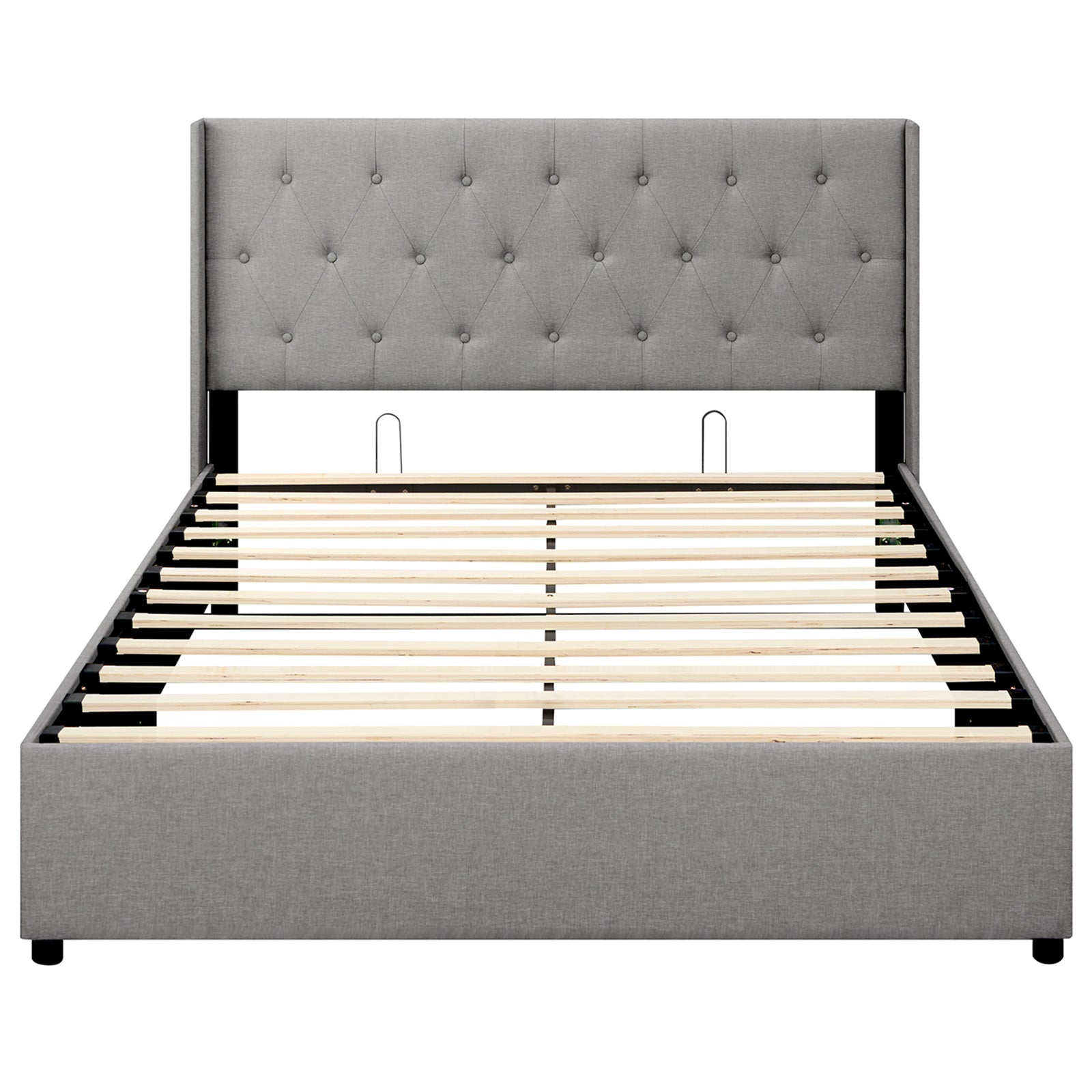 Queen Size Lift-up Storage Bed Modern Linen Upholstered Platform Bed, Gray Simple Bed Frame at Gallery Canada