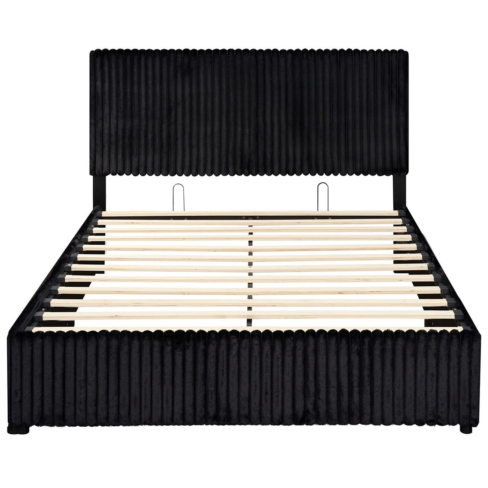Queen Size Lift-up Storage Bed with Wooden Slat Support, Black Simple Bed Frame Black at Gallery Canada