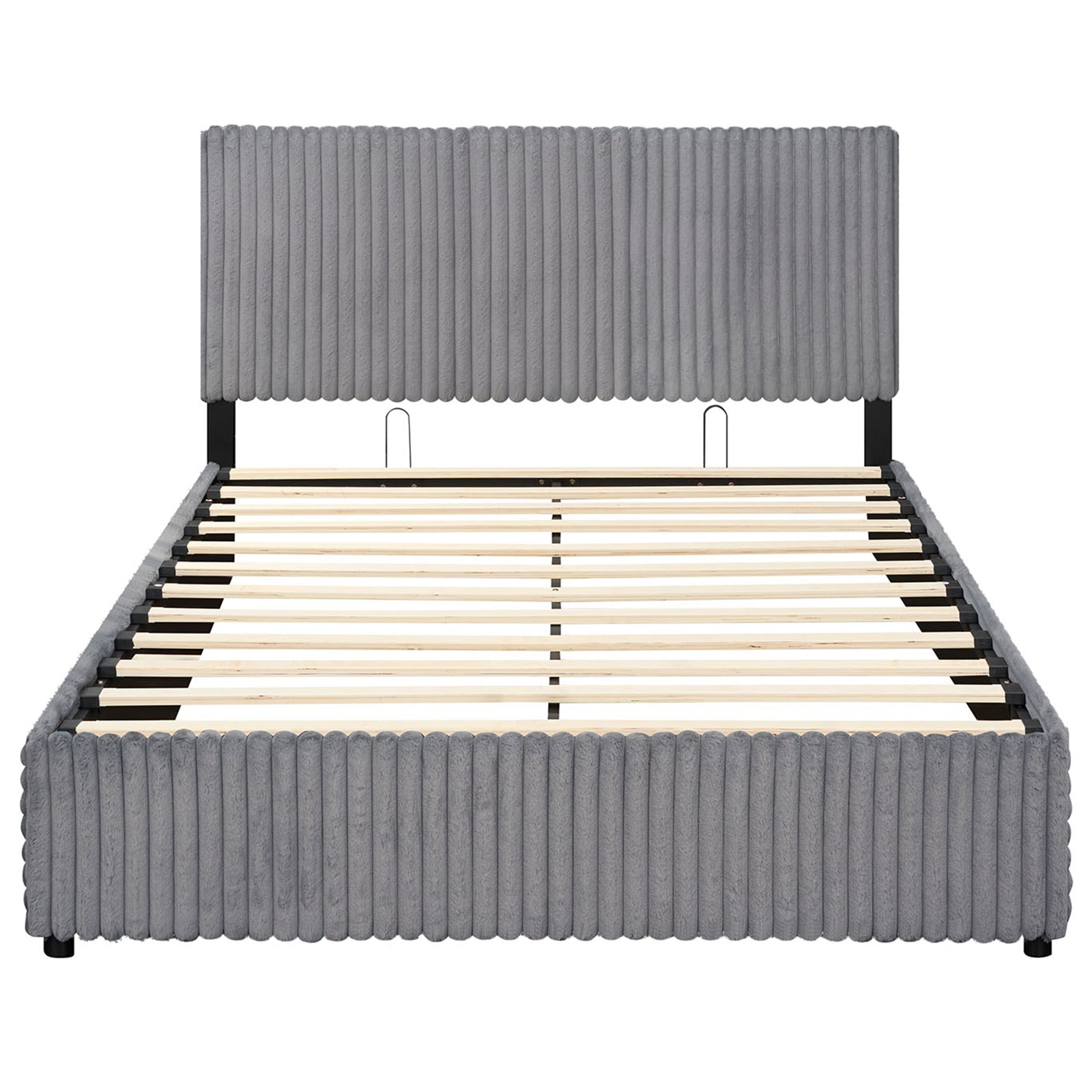 Queen Size Lift-up Storage Bed with Wooden Slat Support, Gray Simple Bed Frame Gray at Gallery Canada