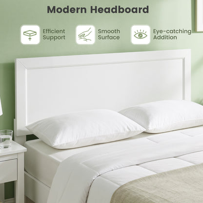 Queen Size Modern Bed Frame with Headboard, White Simple Bed Frame at Gallery Canada