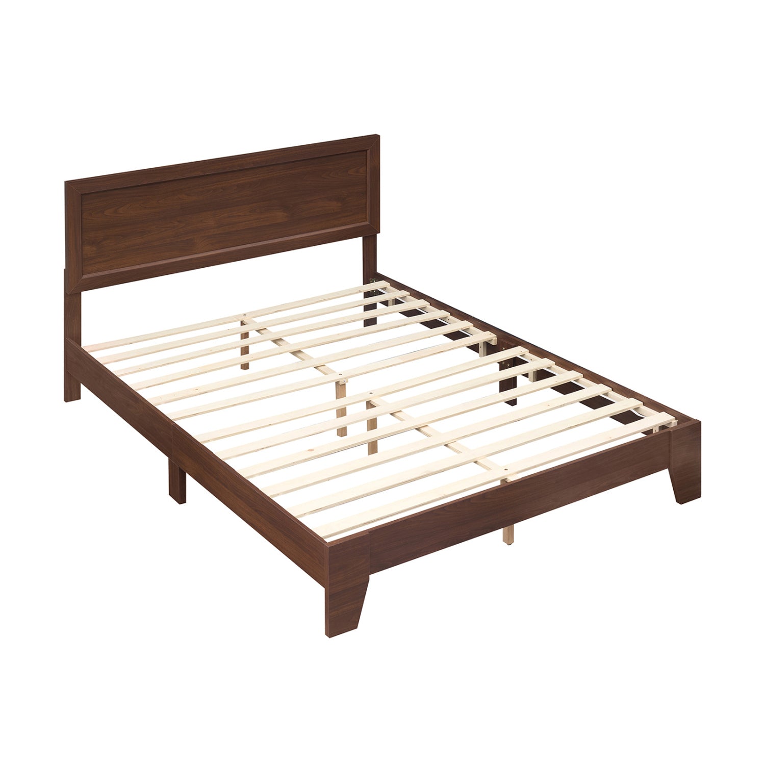 Queen Size Bed Frame with Headboard, Walnut Simple Bed Frame at Gallery Canada
