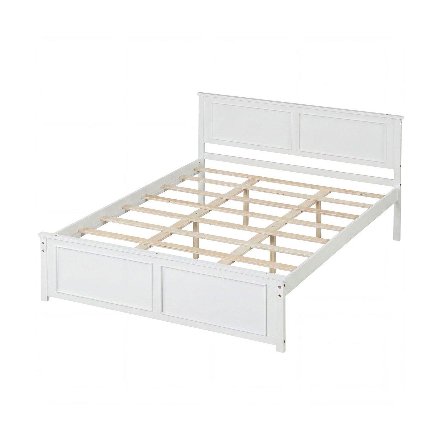 Queen Platform Bed Frame with Headboard Simple Bed Frame White at Gallery Canada