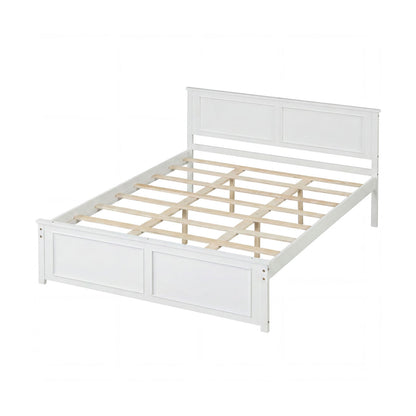Queen Platform Bed Frame with Headboard Simple Bed Frame White at Gallery Canada