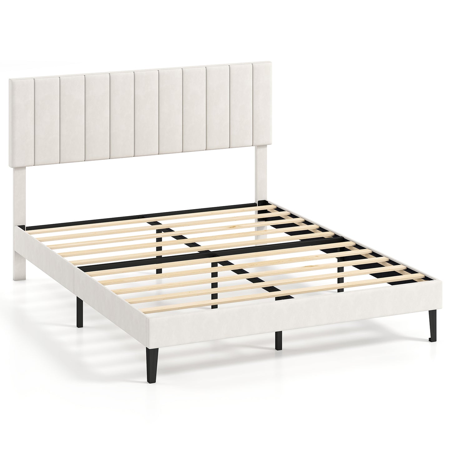 Queen Size Velvet Upholstered Platform Bed Frame Simple Bed Frame Options at Gallery Canada