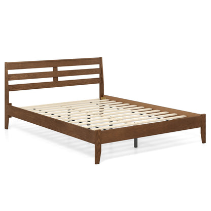Queen Wood Platform Bed Frame, Slat Headboard, Brown Simple Bed Frame Brown at Gallery Canada