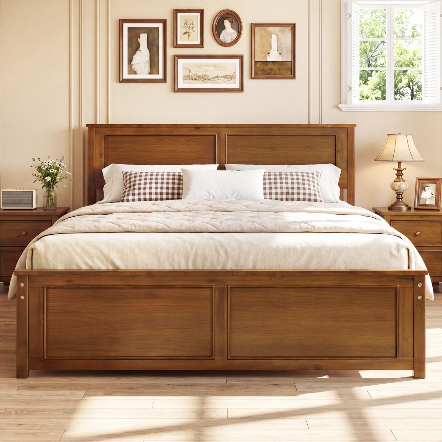Queen Wooden Bed Frame With Headboard Simple Bed Frame at Gallery Canada