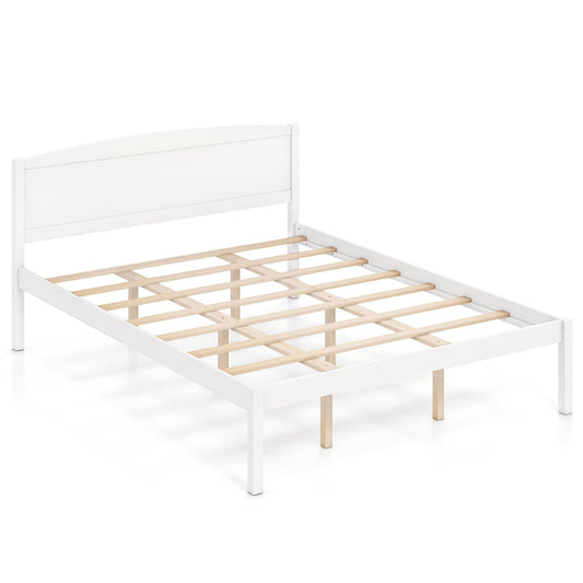 Queen Size Wooden Platform Bed Frame, White Beds & Bed Frames White at Gallery Canada