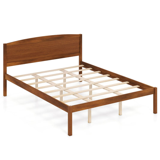 Queen Wooden Platform Bed with Curved Headboard, Walnut Beds & Bed Frames Walnut at Gallery Canada