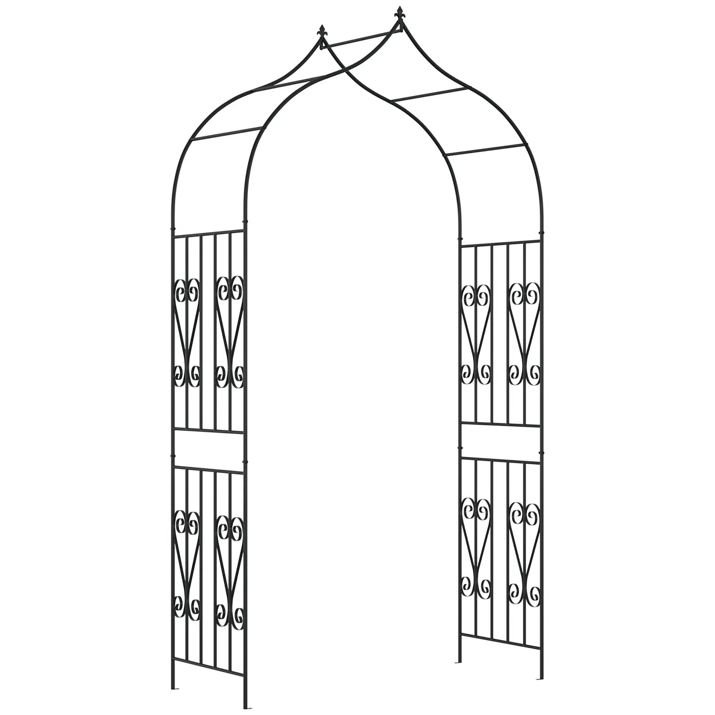 8.7FT Garden Arch Trellis, Outdoor Wedding Arbor, Scrollwork Design Garden Arches Black at Gallery Canada