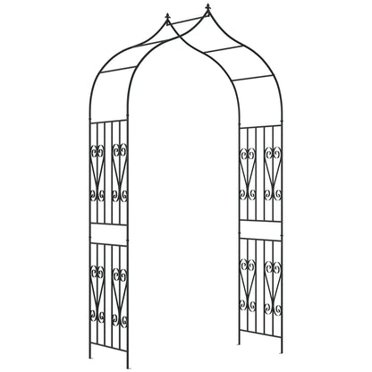 8.7FT Garden Arch Trellis, Outdoor Wedding Arbor, Scrollwork Design Garden Arches Black at Gallery Canada