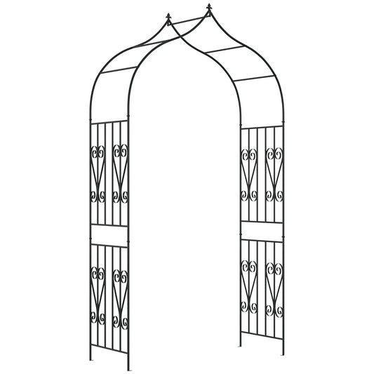 8.7FT Garden Arch Trellis, Outdoor Wedding Arbor, Scrollwork Design Garden Arches Black at Gallery Canada