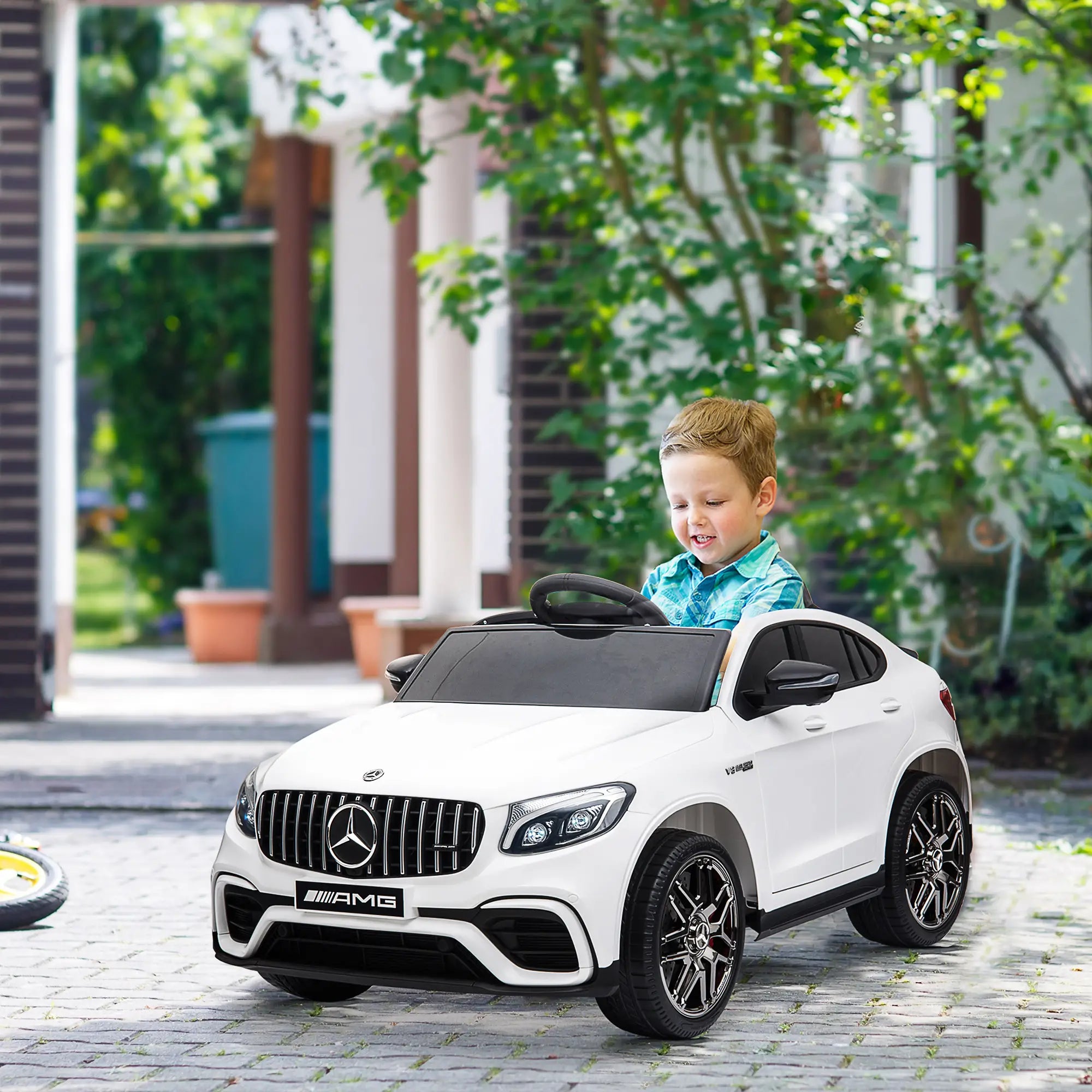 12V/7AH Kids Ride on Car, Electric Car with Remote Control, White Electric Toy Cars at Gallery Canada