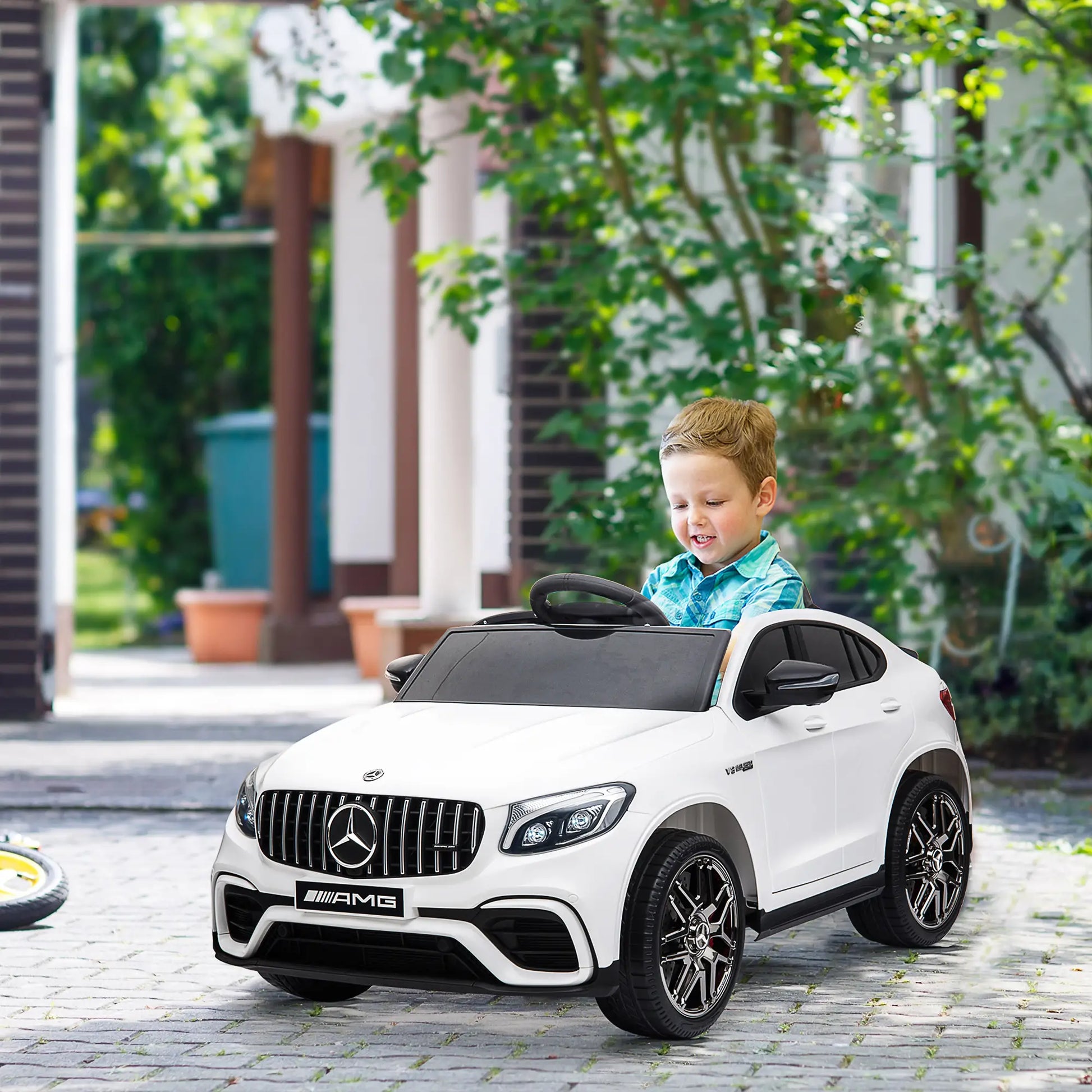 12V/7AH Kids Ride on Car, Electric Car with Remote Control, White Electric Toy Cars at Gallery Canada