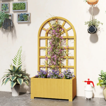 Wooden Raised Garden Bed With Lattice Trellis, Outdoor Elevated Planter Box Wooden Planter Boxes at Gallery Canada
