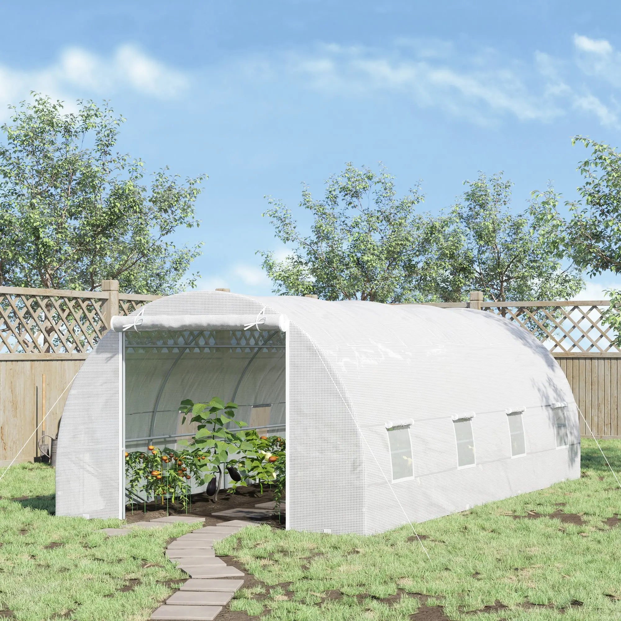 20x10x7ft Heavy Duty Walk-In Greenhouse, Outdoor Plant Grow House, White Tunnel Greenhouses at Gallery Canada