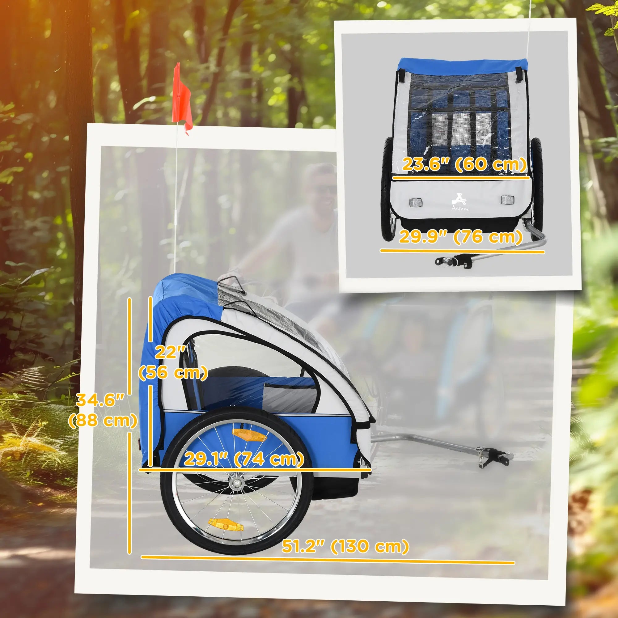 Double Bike Trailer, Kids Toddler, 80lbs Load, Steel Frame, Blue Kids Bike Trailers at Gallery Canada