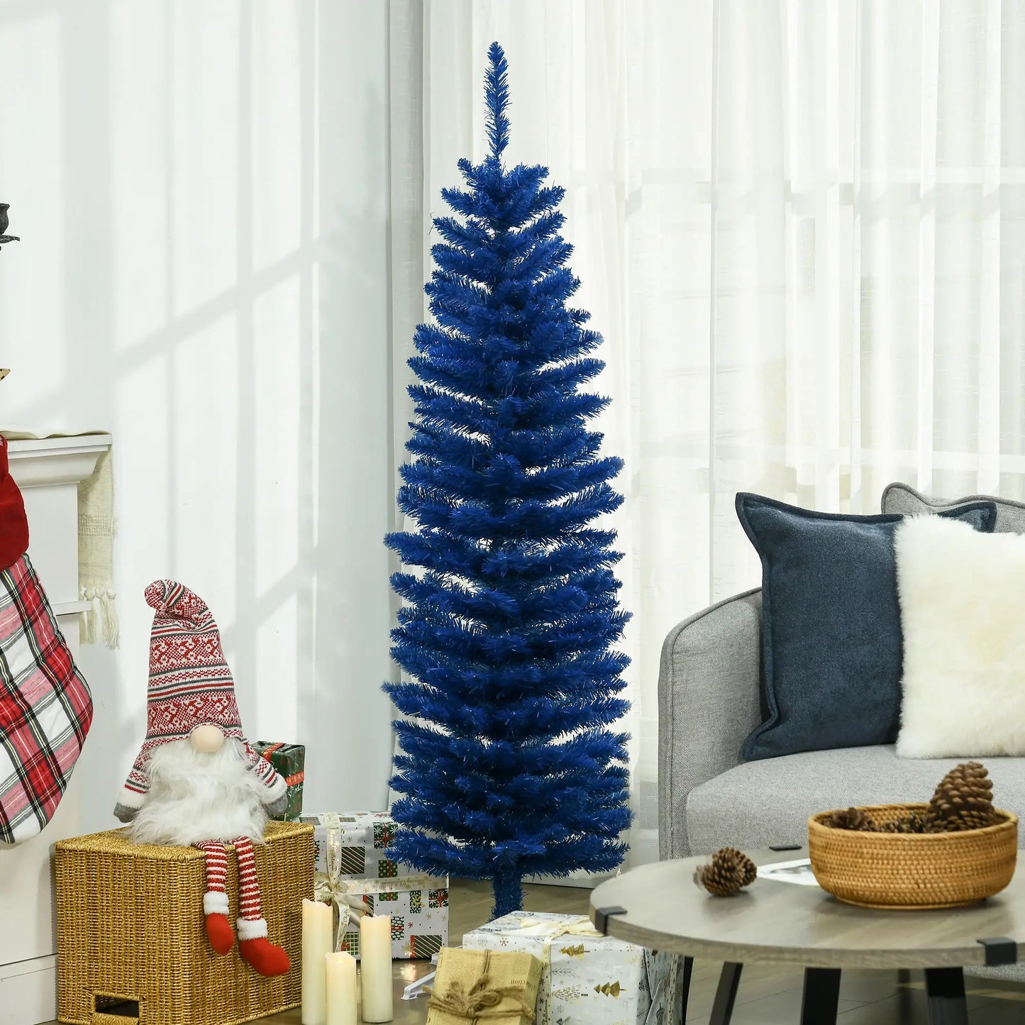 5ft Pencil Christmas Tree, Skinny Artificial, Deep Blue Pencil Christmas Trees at Gallery Canada