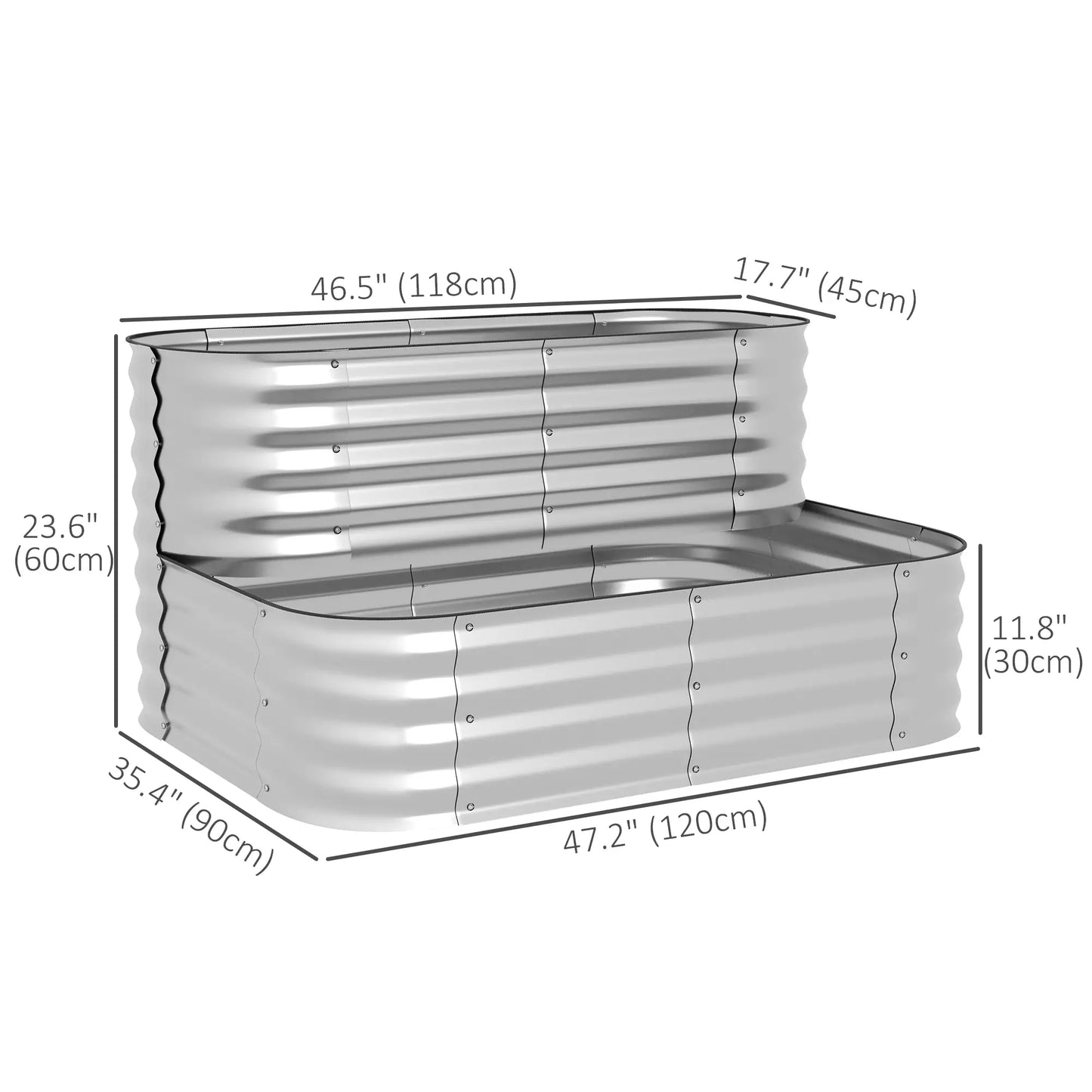 4'x3'x1' Outdoor Raised Garden Bed, 2-Tier Galvanized Planter Box Galvanized Planter Boxes at Gallery Canada