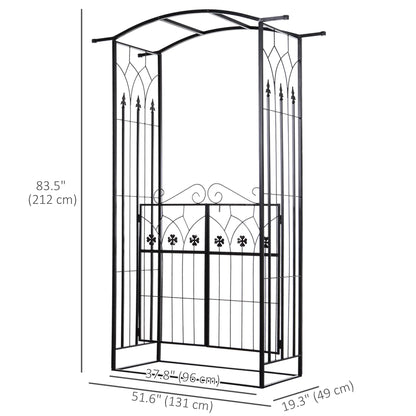 Metal Trellis Garden Arch Arbor, Lucky Leaf Clover Gate, Black Garden Arches at Gallery Canada