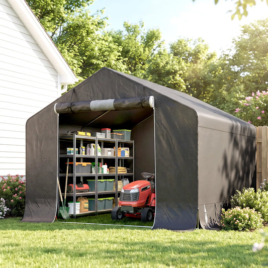 10' x 10' Portable Shed, Waterproof Bike Tent, Dark Grey Sheds Dark Grey at Gallery Canada