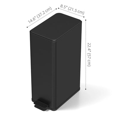 5.3 Gallon Stainless Steel Trash Can, Soft-Close Lid, Foot Pedal, Black Household Supplies at Gallery Canada