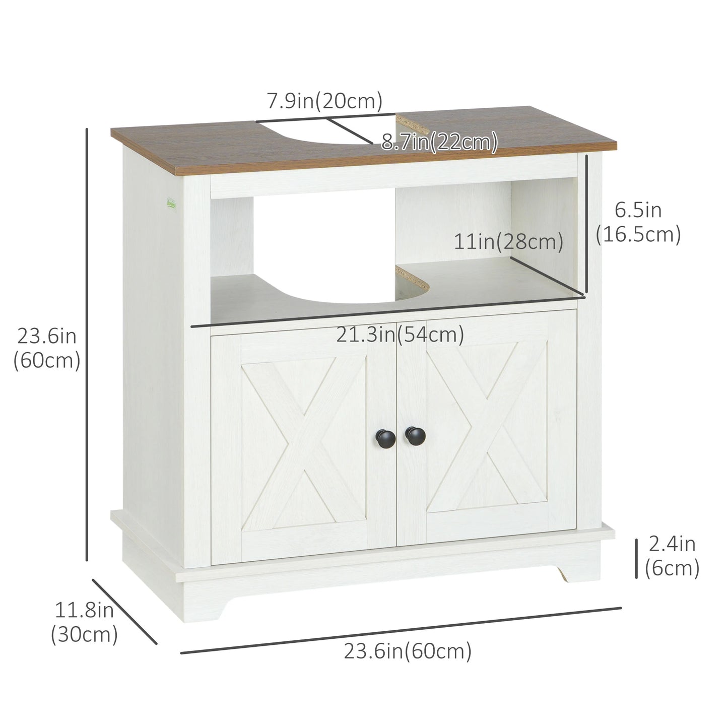 Farmhouse Bathroom Sink Cabinet, Double Door Storage, White Bathroom Cabinets at Gallery Canada